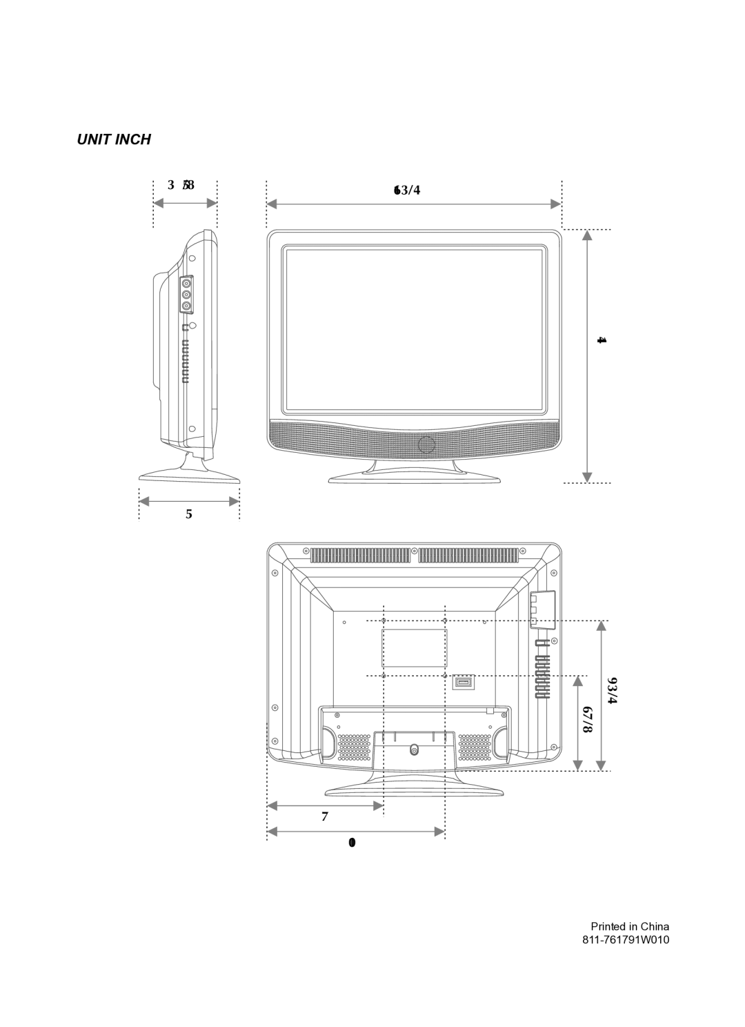 Venturer PLV76176 instruction manual Unit Inch 