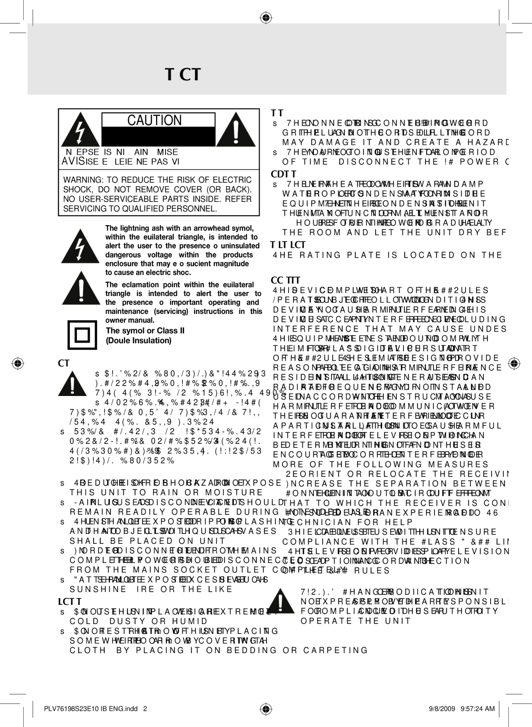 Venturer PLV76198E owner manual Placement Information, Safety Information, Condensation Information, Rating Plate Location 