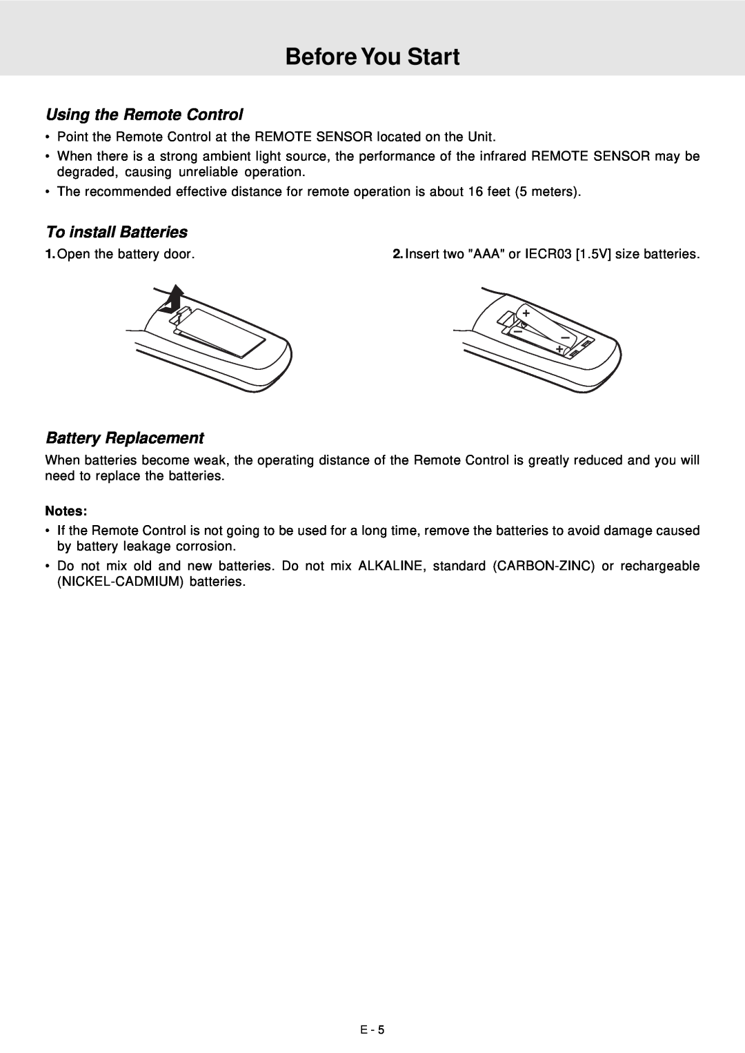 Venturer STS91 manual Before You Start, Using the Remote Control, To install Batteries, Battery Replacement 