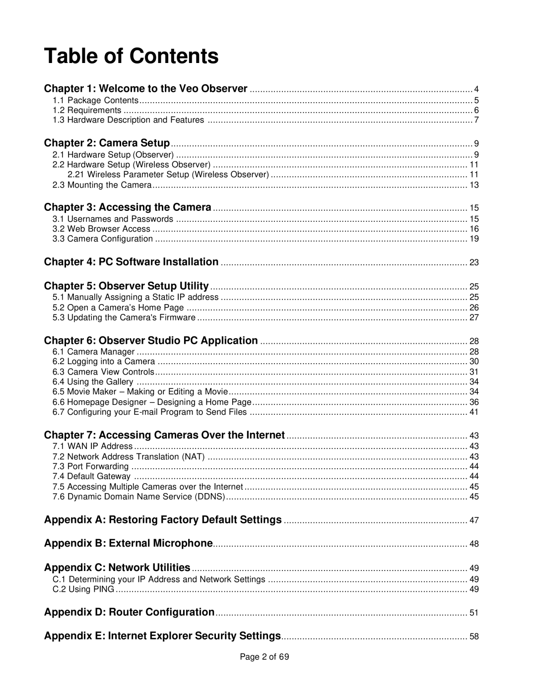 Veo 802.11b manual Table of Contents 