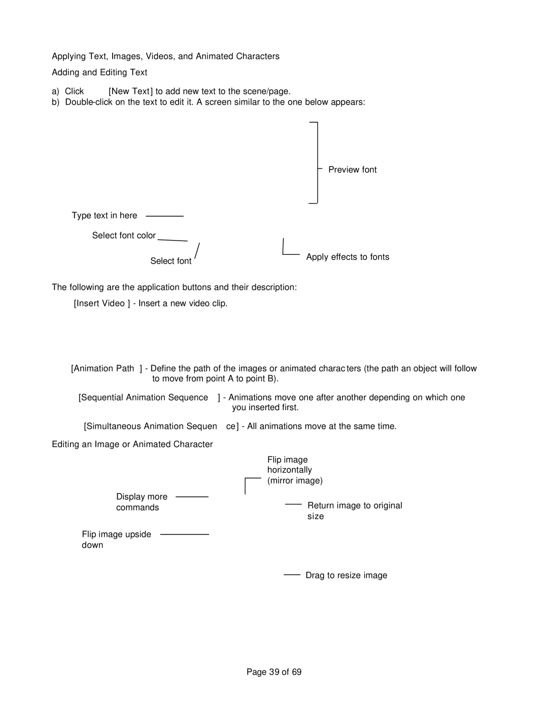 Veo 802.11b manual Apply effects to fonts, Editing an Image or Animated Character 