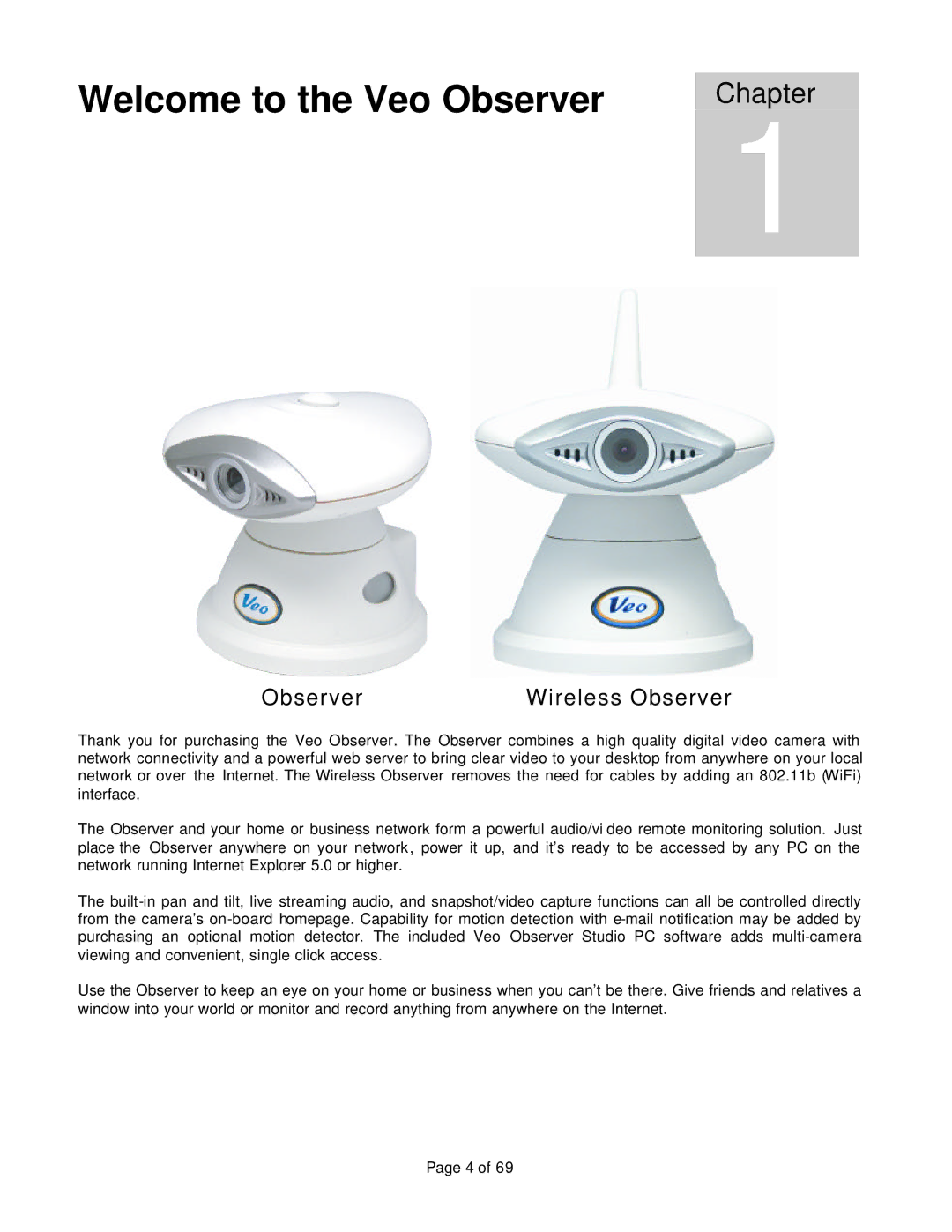 Veo 802.11b manual Welcome to the Veo Observer, Chapter 