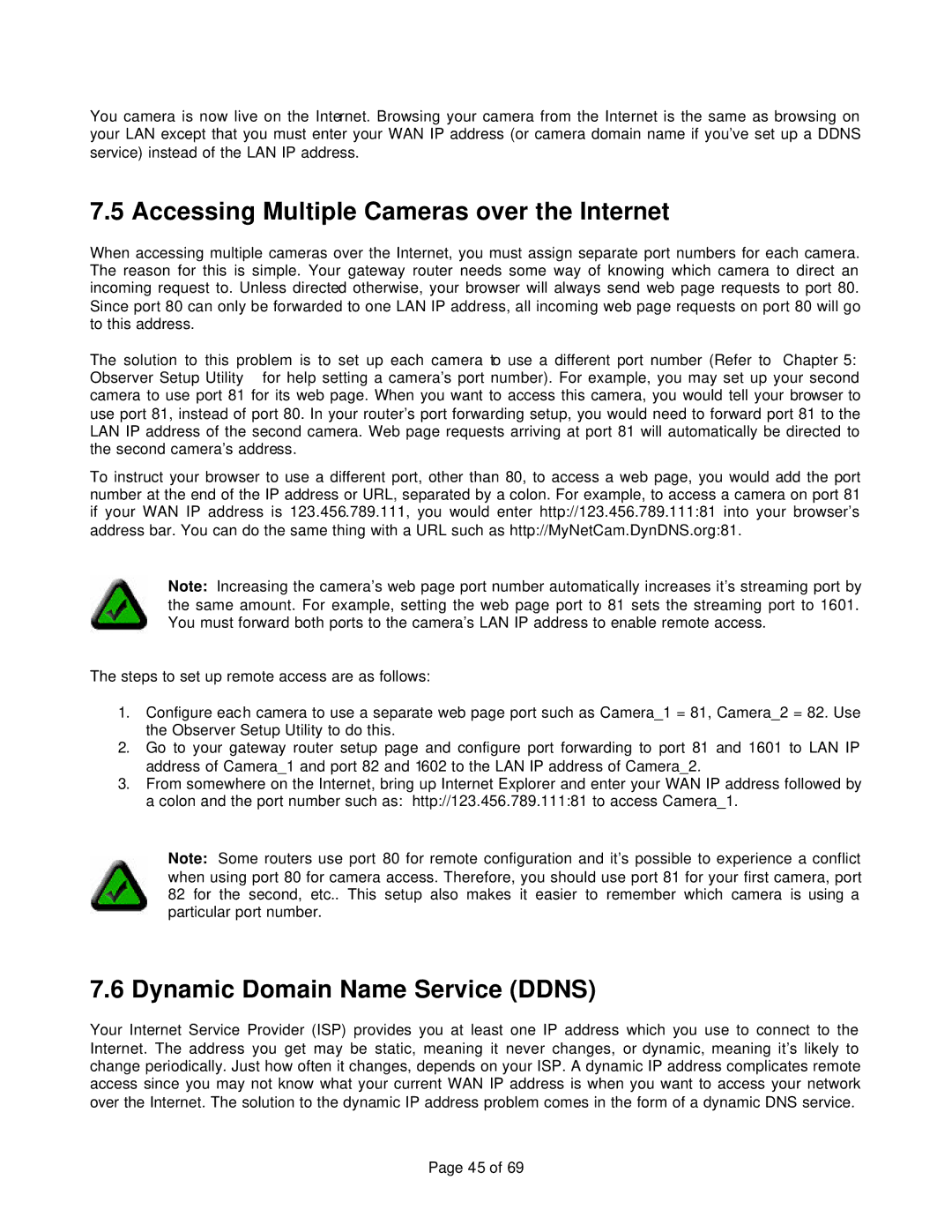 Veo 802.11b manual Accessing Multiple Cameras over the Internet, Dynamic Domain Name Service Ddns 