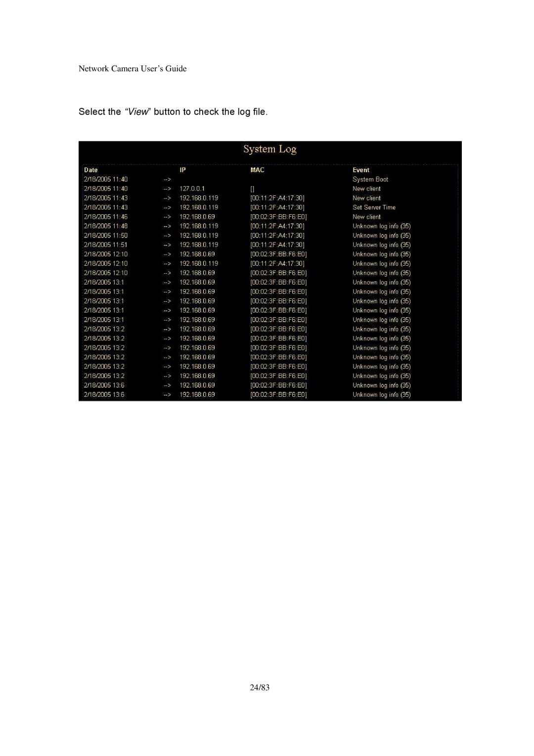 Veo Infra-Red manual Select the View button to check the log file 