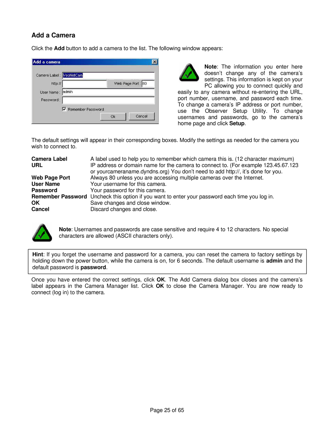 Veo Observer manual Add a Camera 