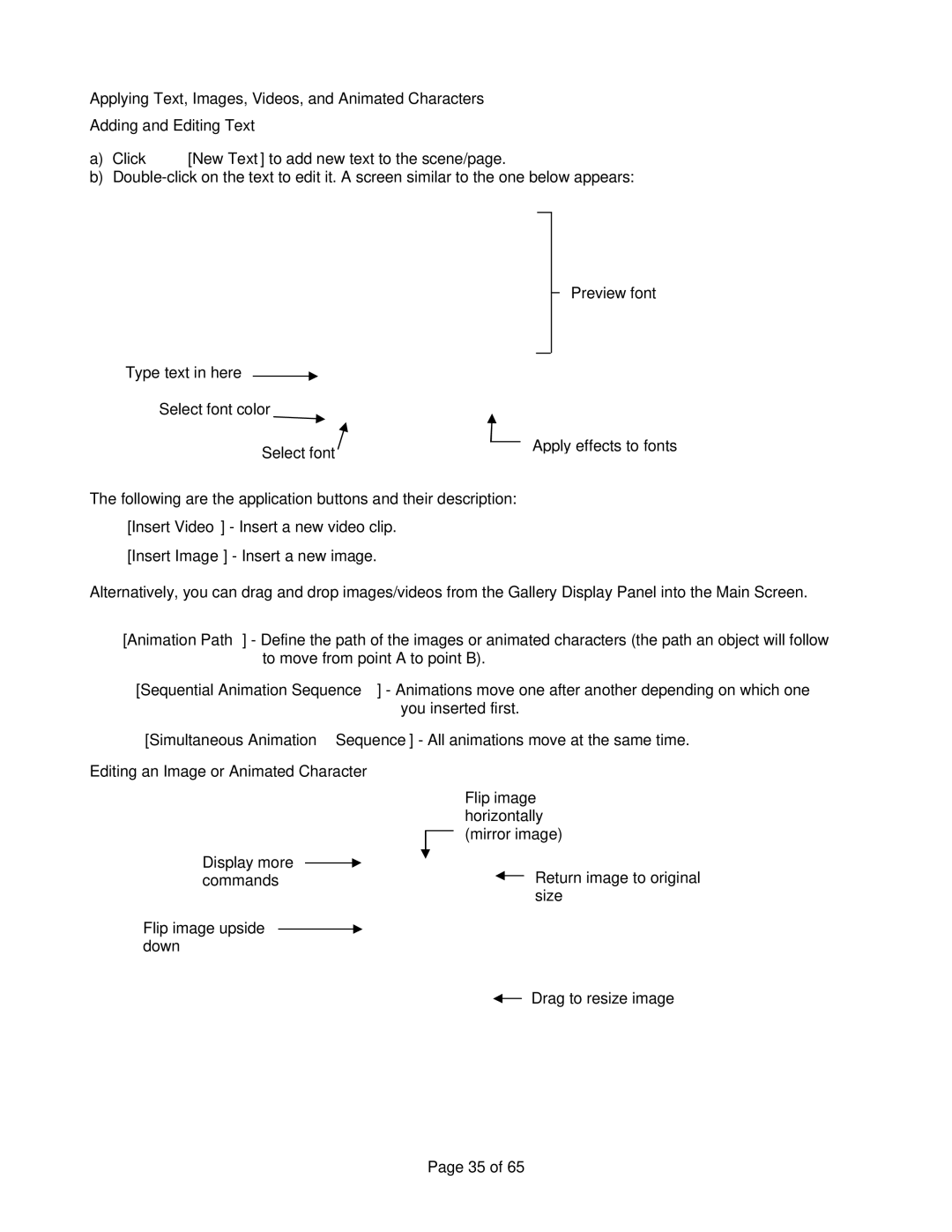 Veo Observer manual Apply effects to fonts, Editing an Image or Animated Character 