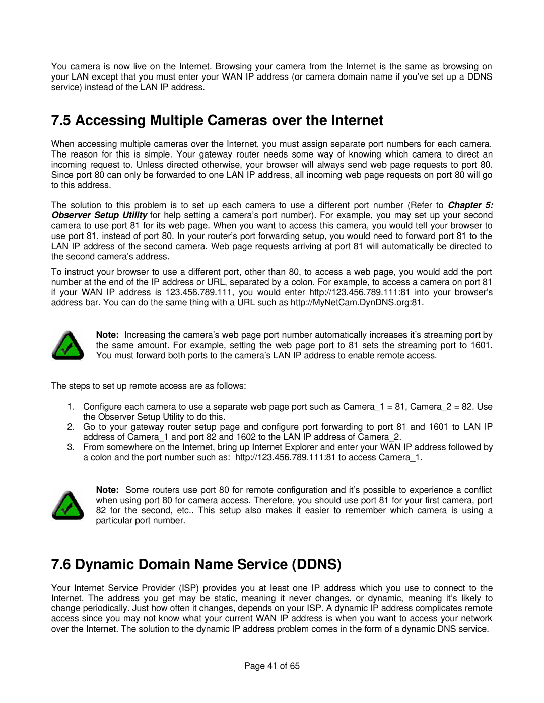 Veo Observer manual Accessing Multiple Cameras over the Internet, Dynamic Domain Name Service Ddns 