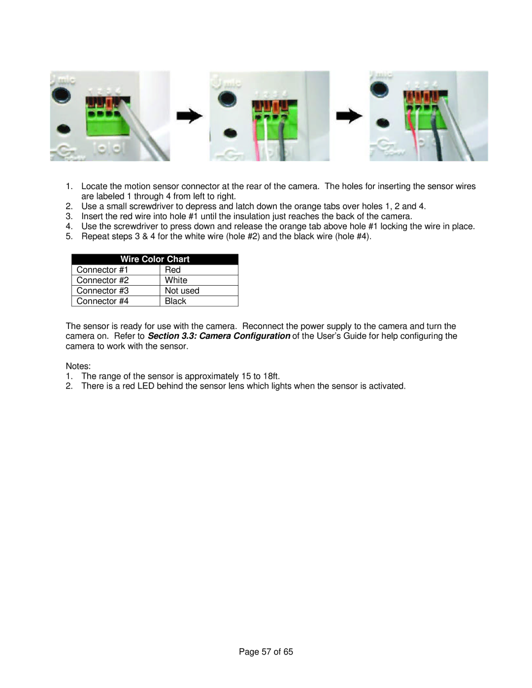 Veo Observer manual Wire Color Chart 