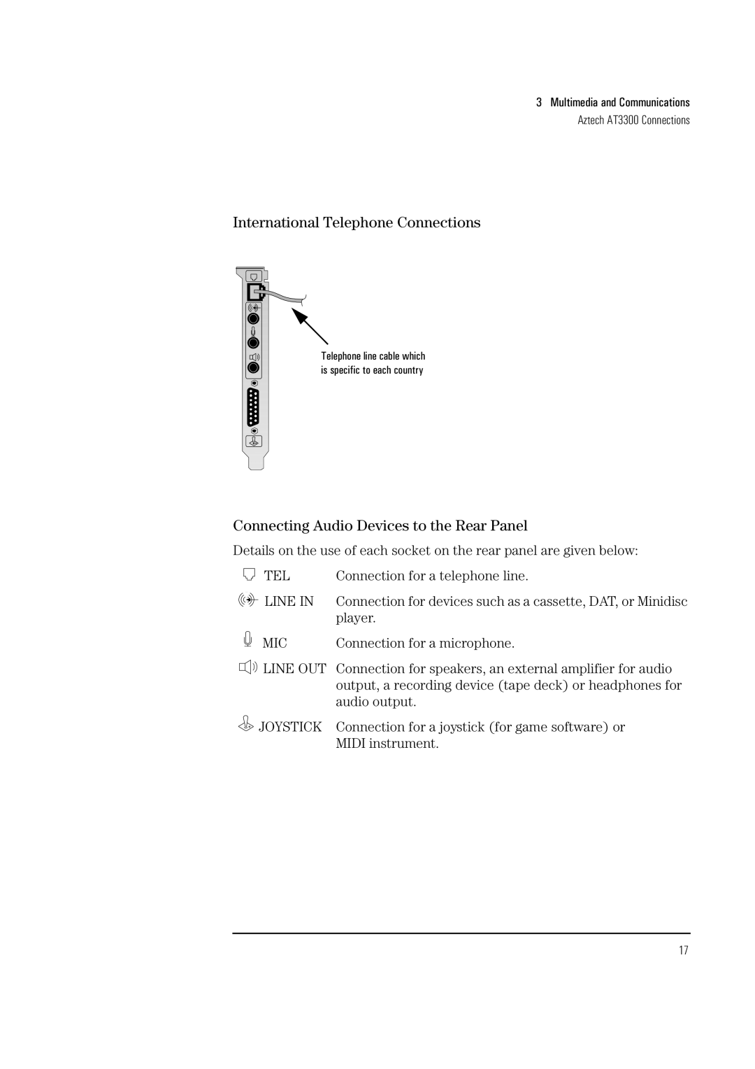 Verbatim 520, 525 manual International Telephone Connections, Connecting Audio Devices to the Rear Panel 