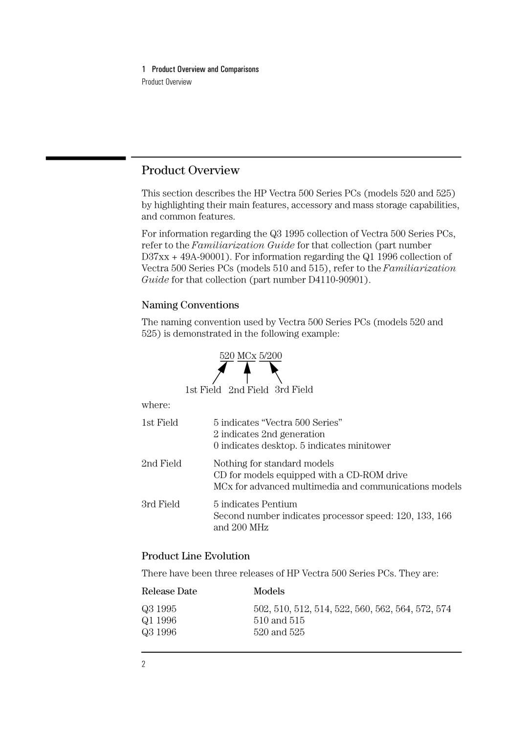 Verbatim 525, 520 manual Product Overview, Naming Conventions, Product Line Evolution 