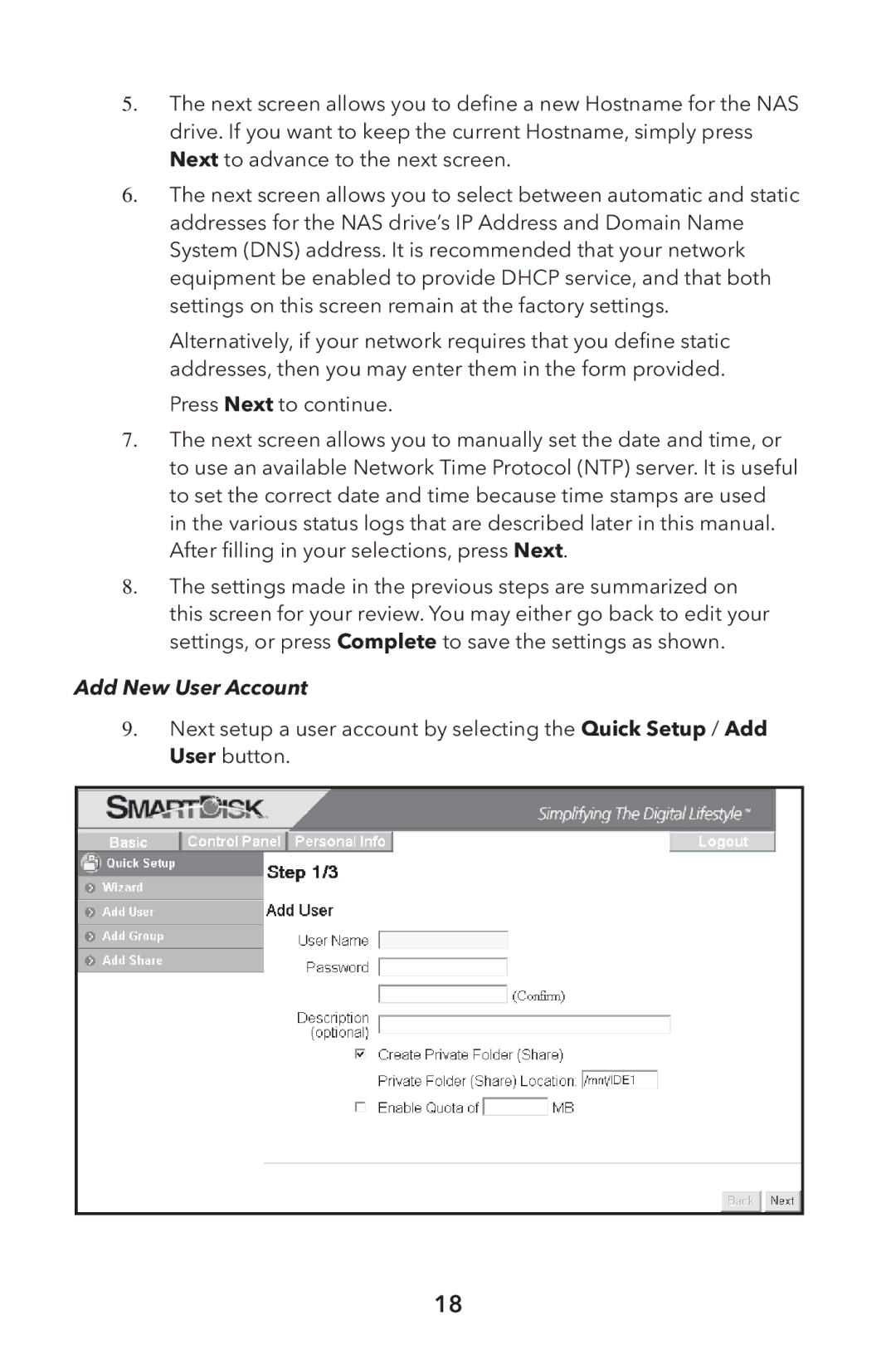 Verbatim External Hard Drive NAS manual Add New User Account 