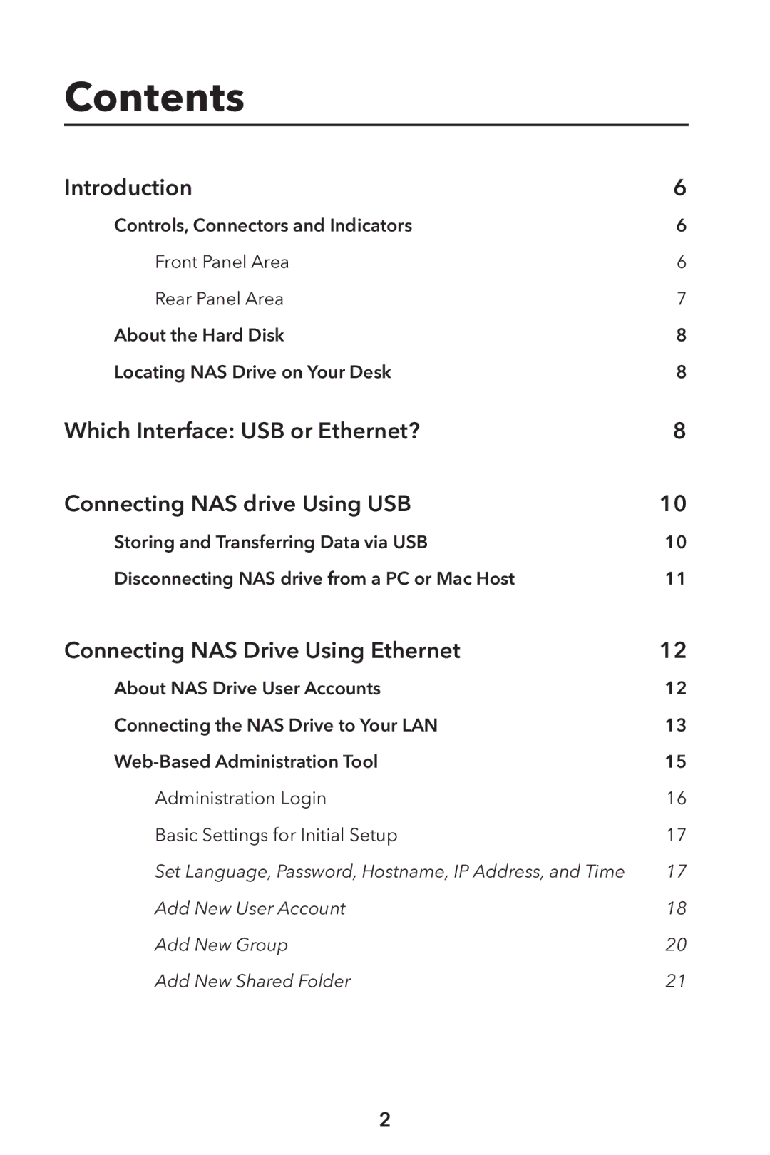 Verbatim External Hard Drive NAS manual Contents 