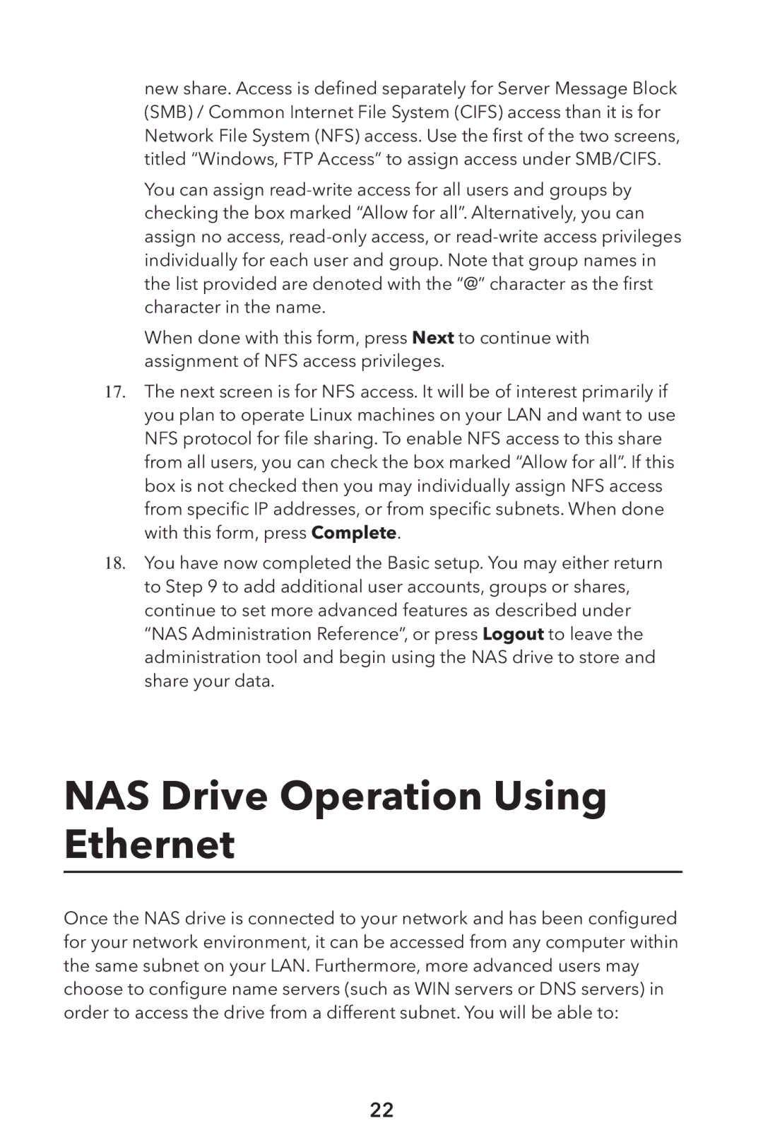 Verbatim External Hard Drive NAS manual NAS Drive Operation Using Ethernet 