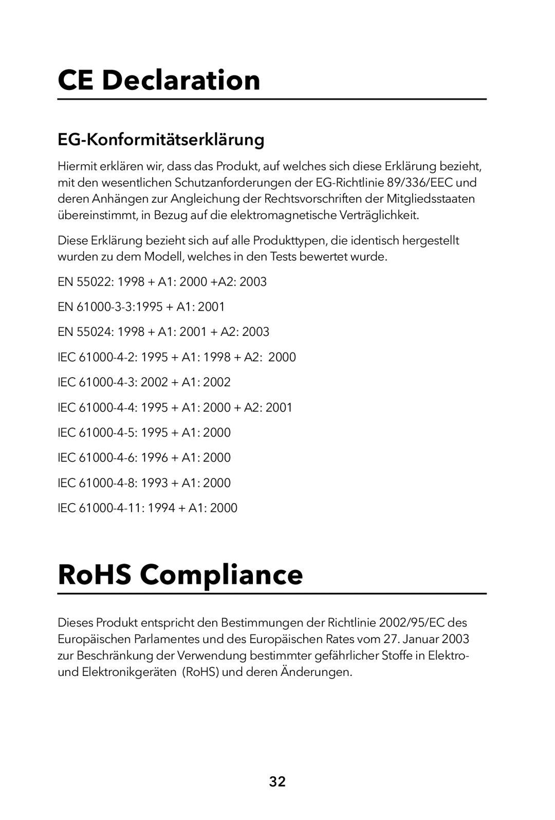 Verbatim External Hard Drive manual CE Declaration, EG-Konformitätserklärung 