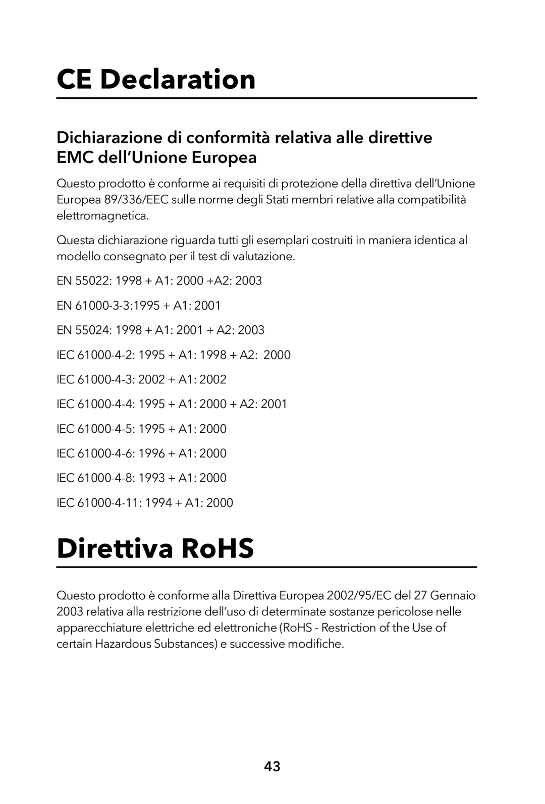 Verbatim External Hard Drive manual CE Declaration, Direttiva RoHS 