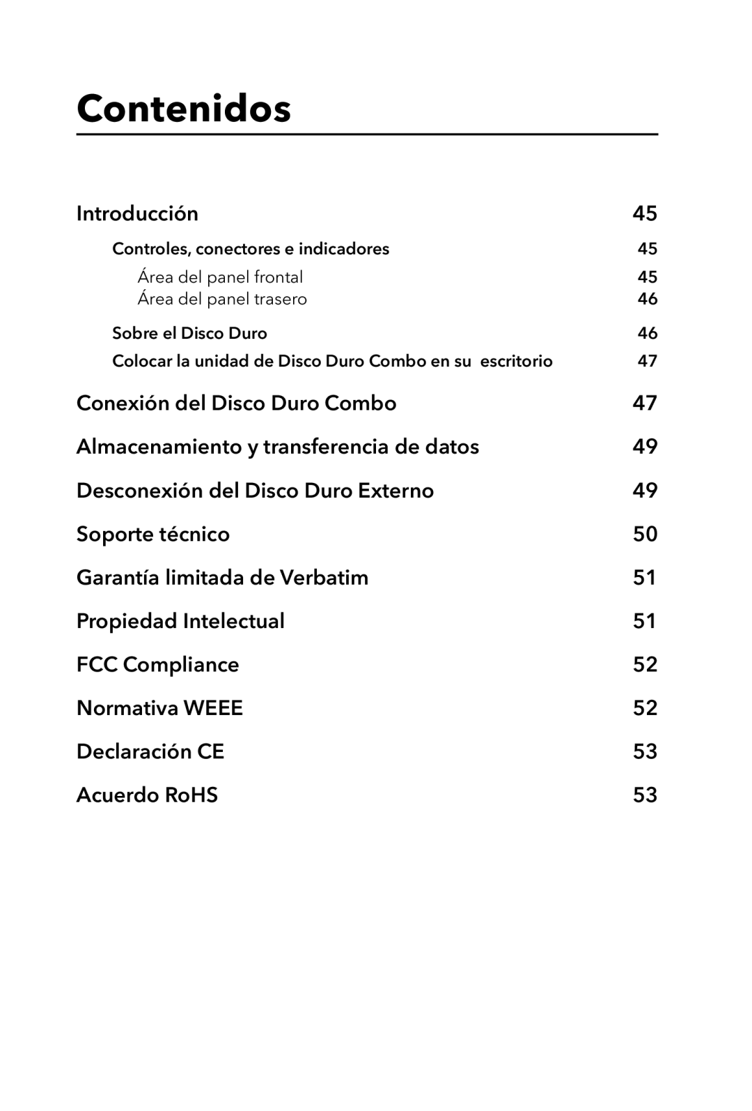 Verbatim External Hard Drive manual Contenidos, Introducción 