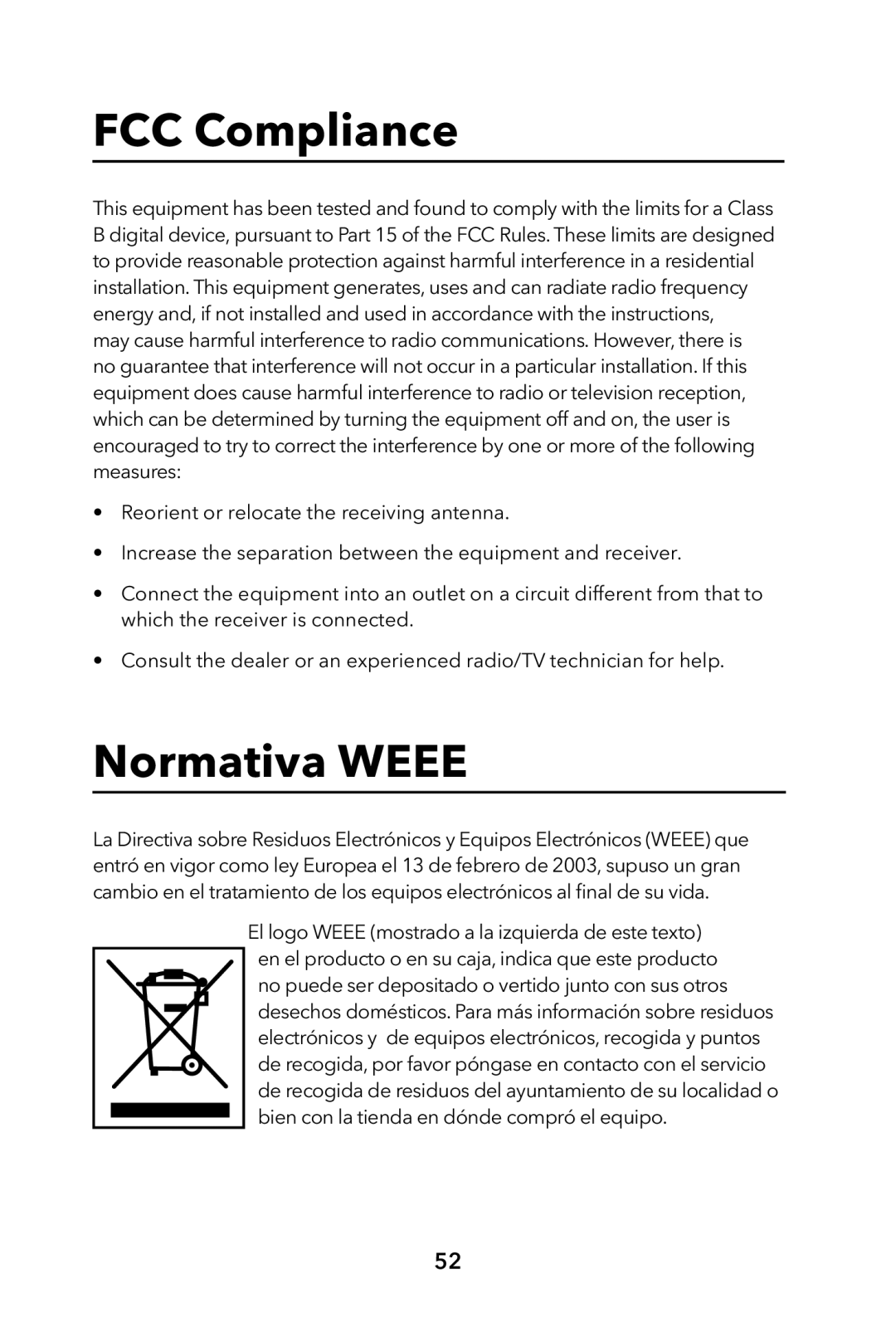 Verbatim External Hard Drive manual FCC Compliance, Normativa Weee 