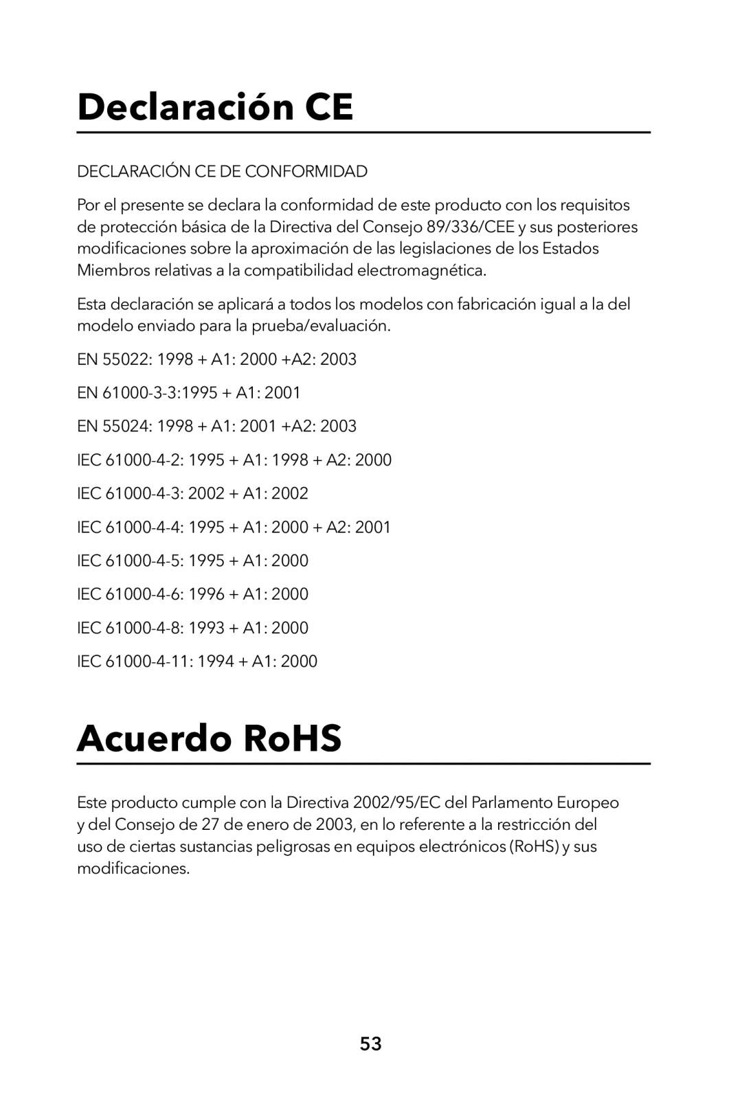 Verbatim External Hard Drive manual Declaración CE, Acuerdo RoHS 