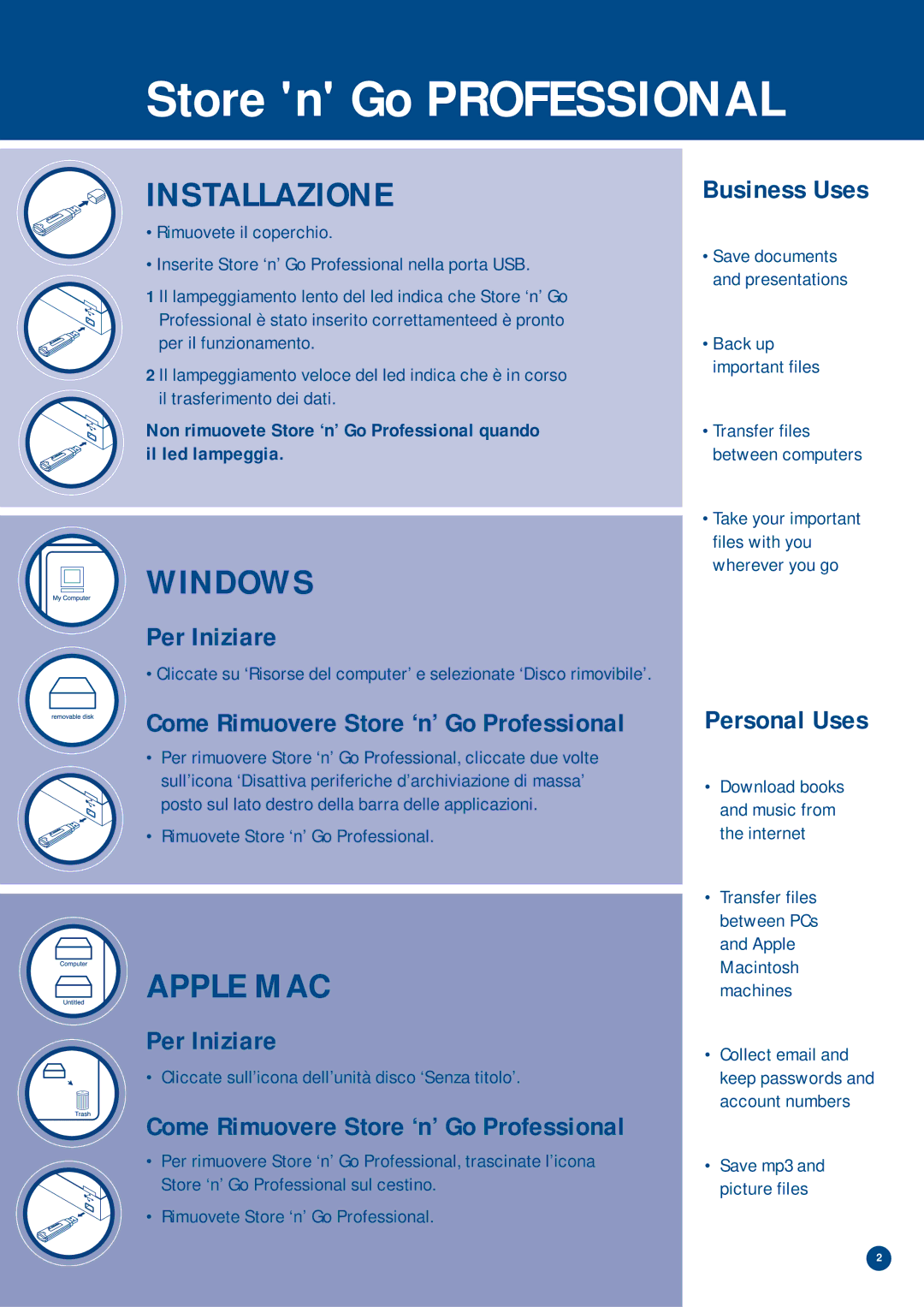 Verbatim Hi-Speed USB quick start Installazione, Per Iniziare 