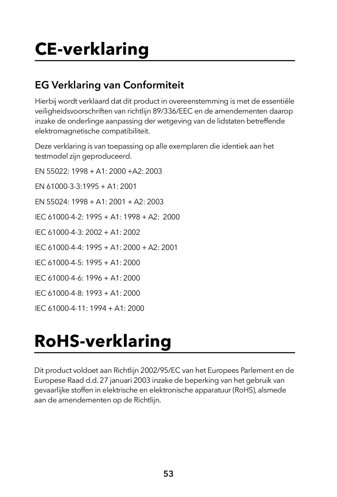 Verbatim Portable Hard Drive USB 2.0 manual CE-verklaring, RoHS-verklaring 