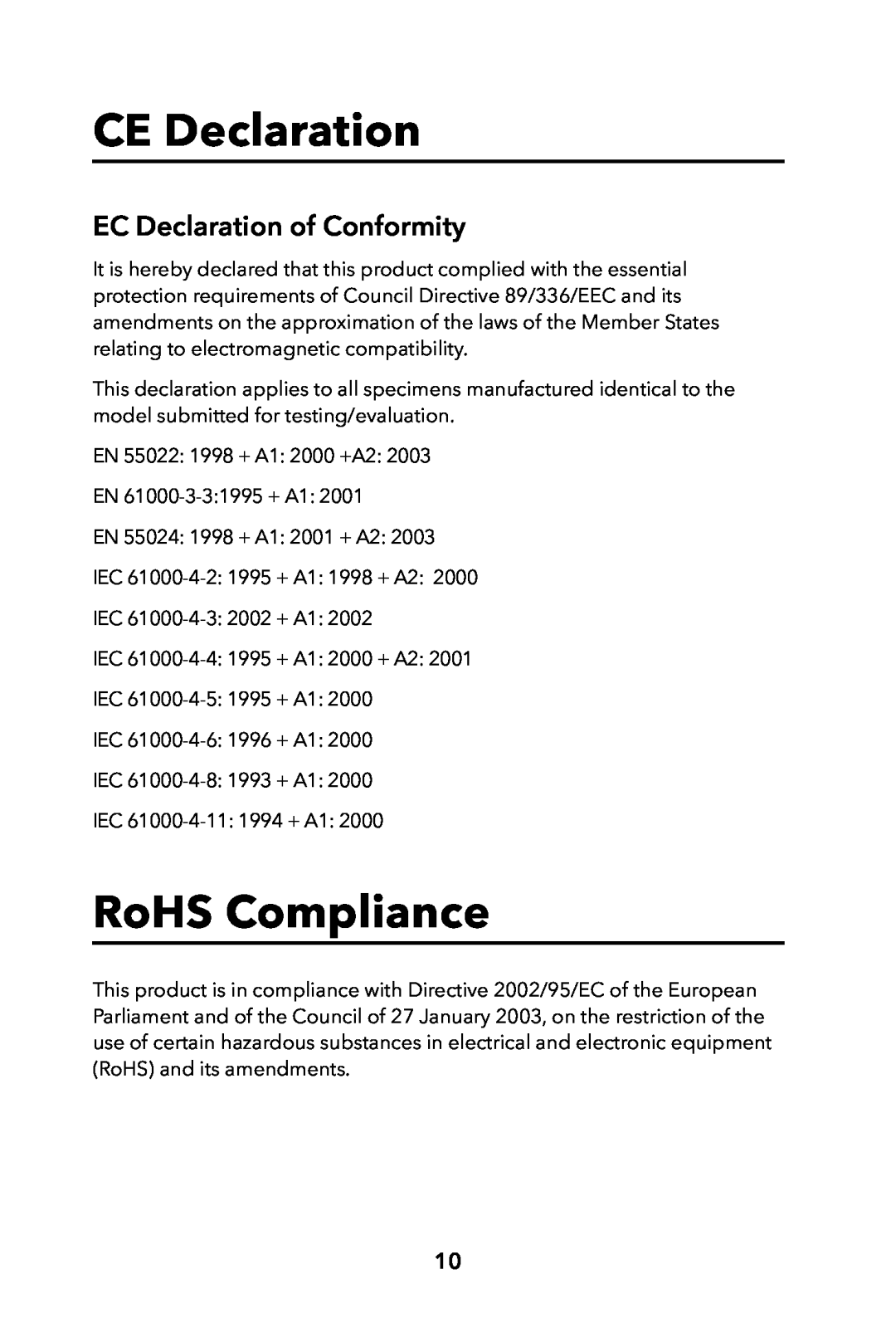Verbatim Portable Hard Drive USB 2.0 manual CE Declaration, RoHS Compliance, EC Declaration of Conformity 
