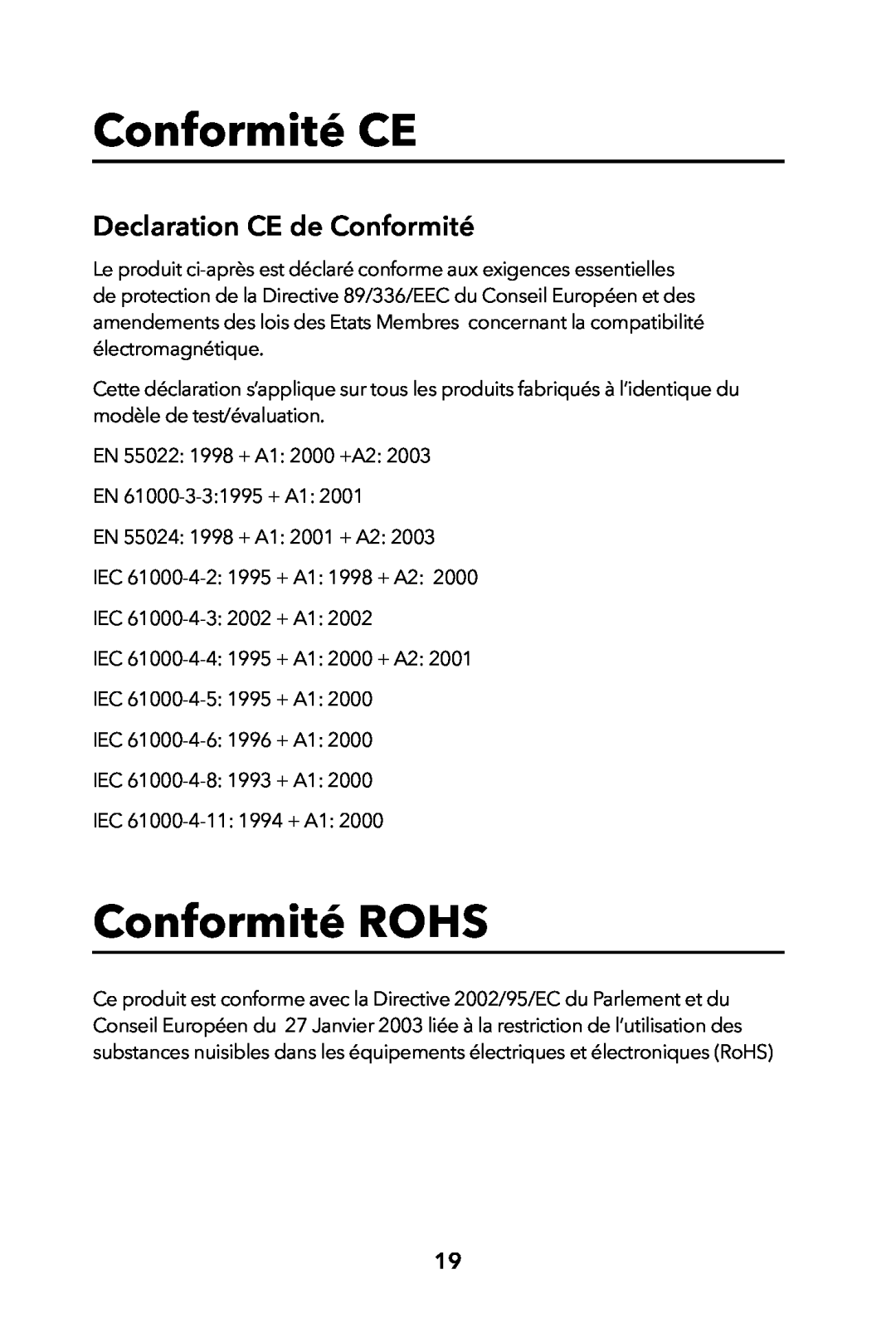 Verbatim Portable Hard Drive USB 2.0 manual Conformité CE, Conformité ROHS, Declaration CE de Conformité 