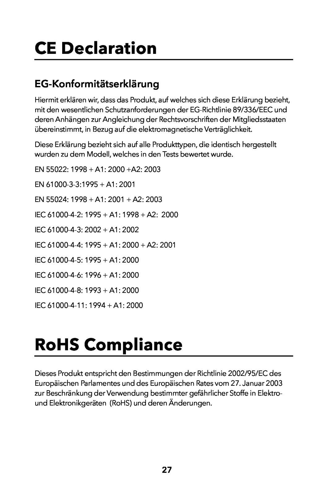 Verbatim Portable Hard Drive USB 2.0 manual EG-Konformitätserklärung, CE Declaration, RoHS Compliance 