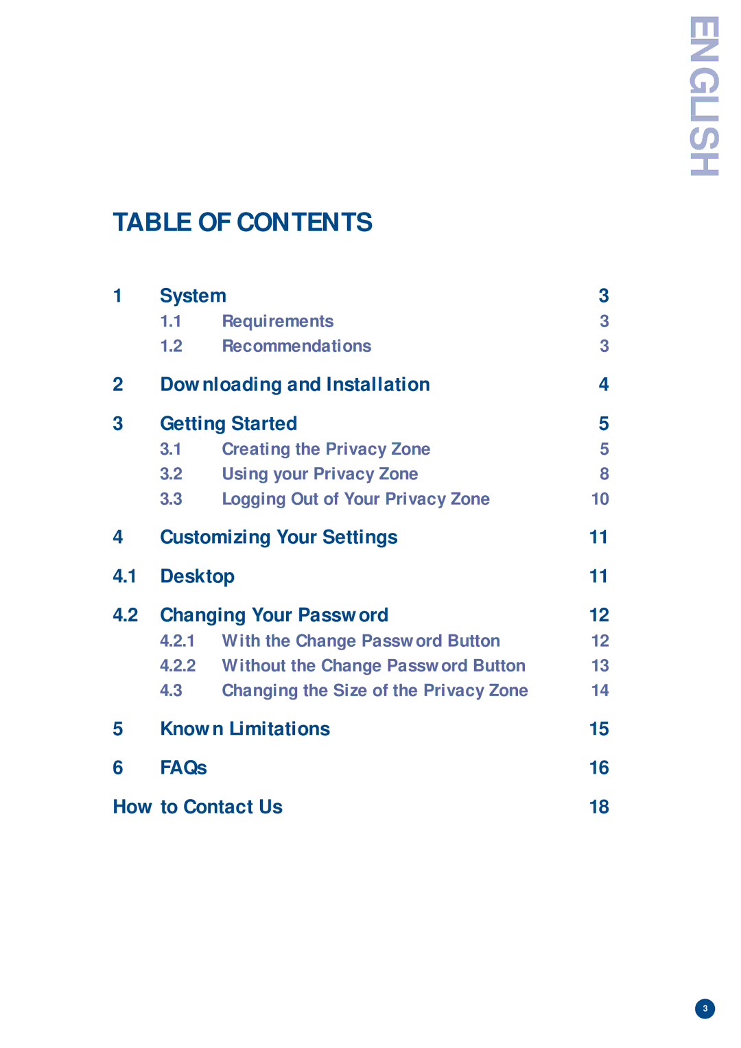 Verbatim V-Safe manual English, Table of Contents 