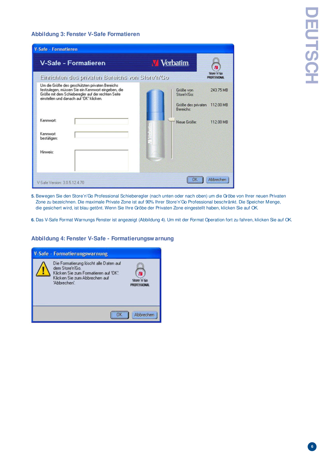 Verbatim manual Abbildung 3 Fenster V-Safe Formatieren 