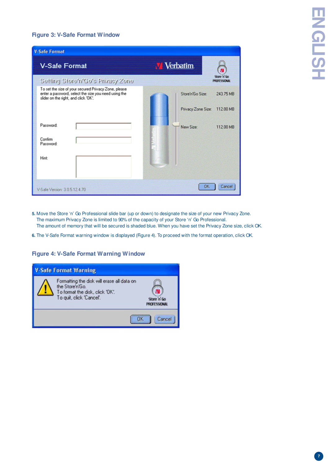 Verbatim V-Safe manual Safe Format Window 