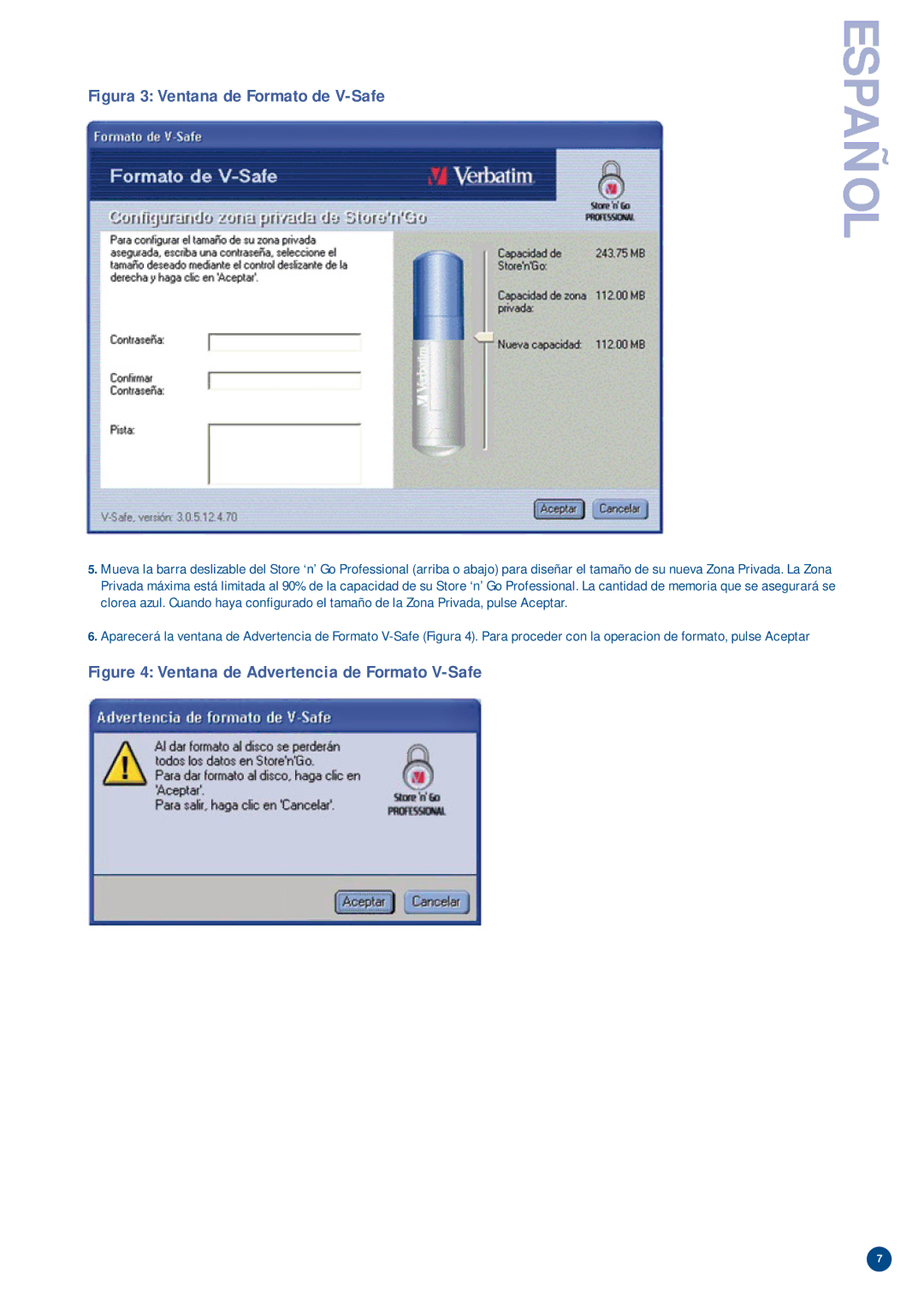 Verbatim manual Figura 3 Ventana de Formato de V-Safe 