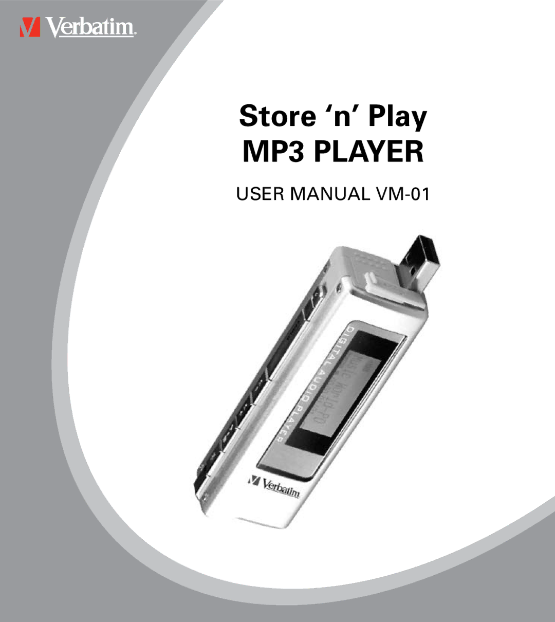 Verbatim VM-01 user manual Store ‘n’ Play MP3 Player 