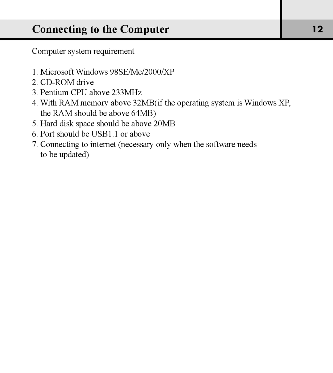 Verbatim VM-01 user manual Connecting to the Computer 