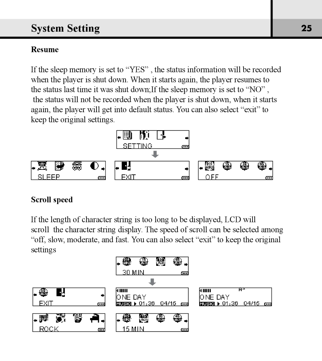 Verbatim VM-01 user manual Resume, Scroll speed 