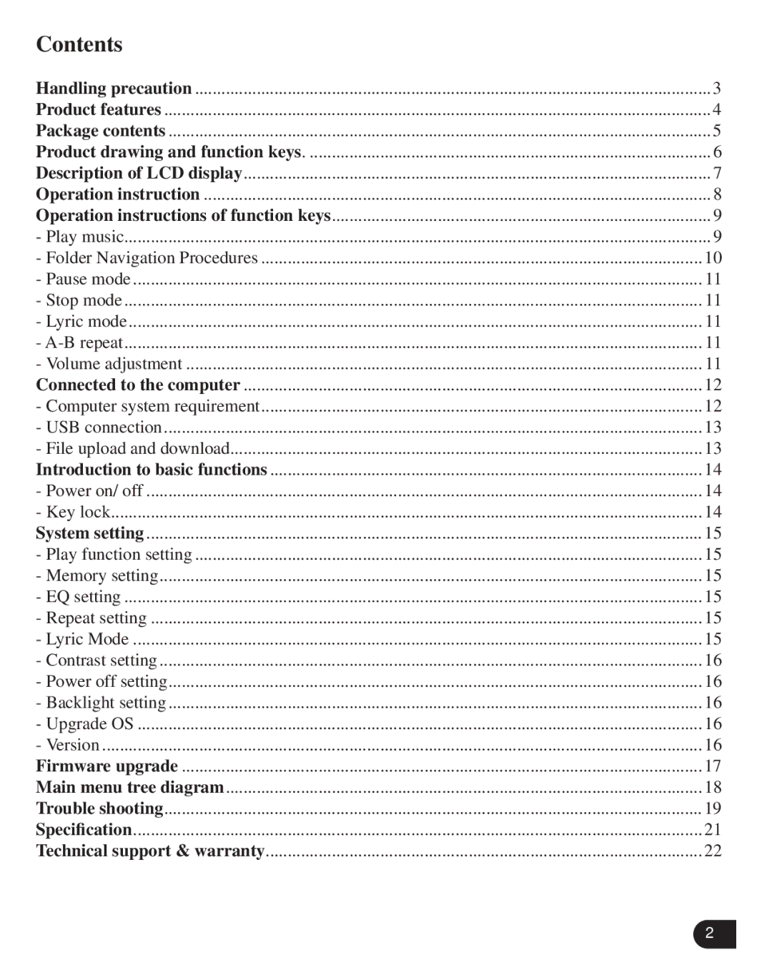 Verbatim VM-205 user manual Contents 