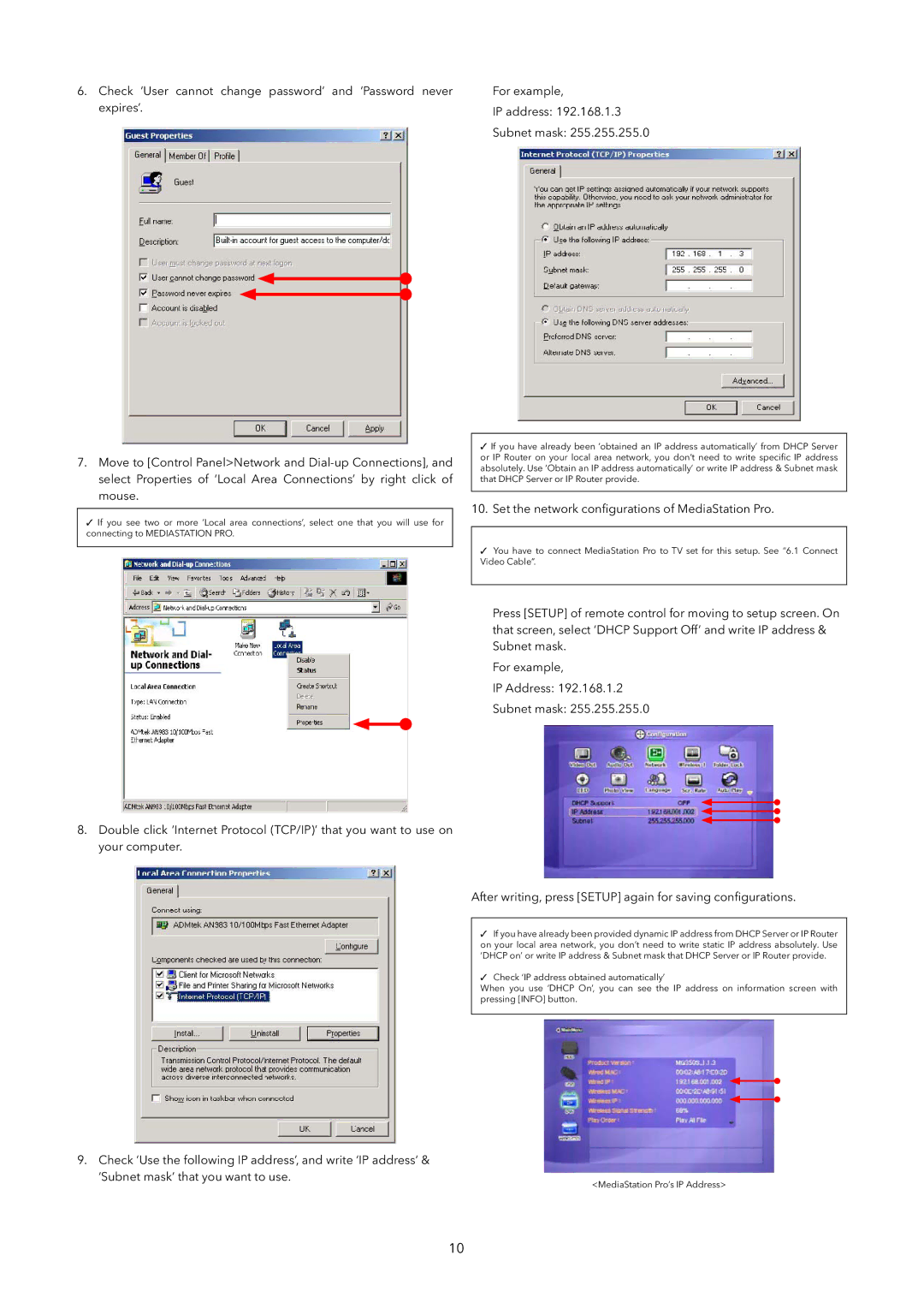 Verbatim Wireless Network Multimedia Hard Drive manual For example IP address Subnet mask 