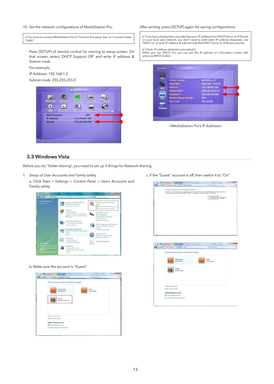 Verbatim Wireless Network Multimedia Hard Drive Windows Vista, After writing, press Setup again for saving conﬁgurations 