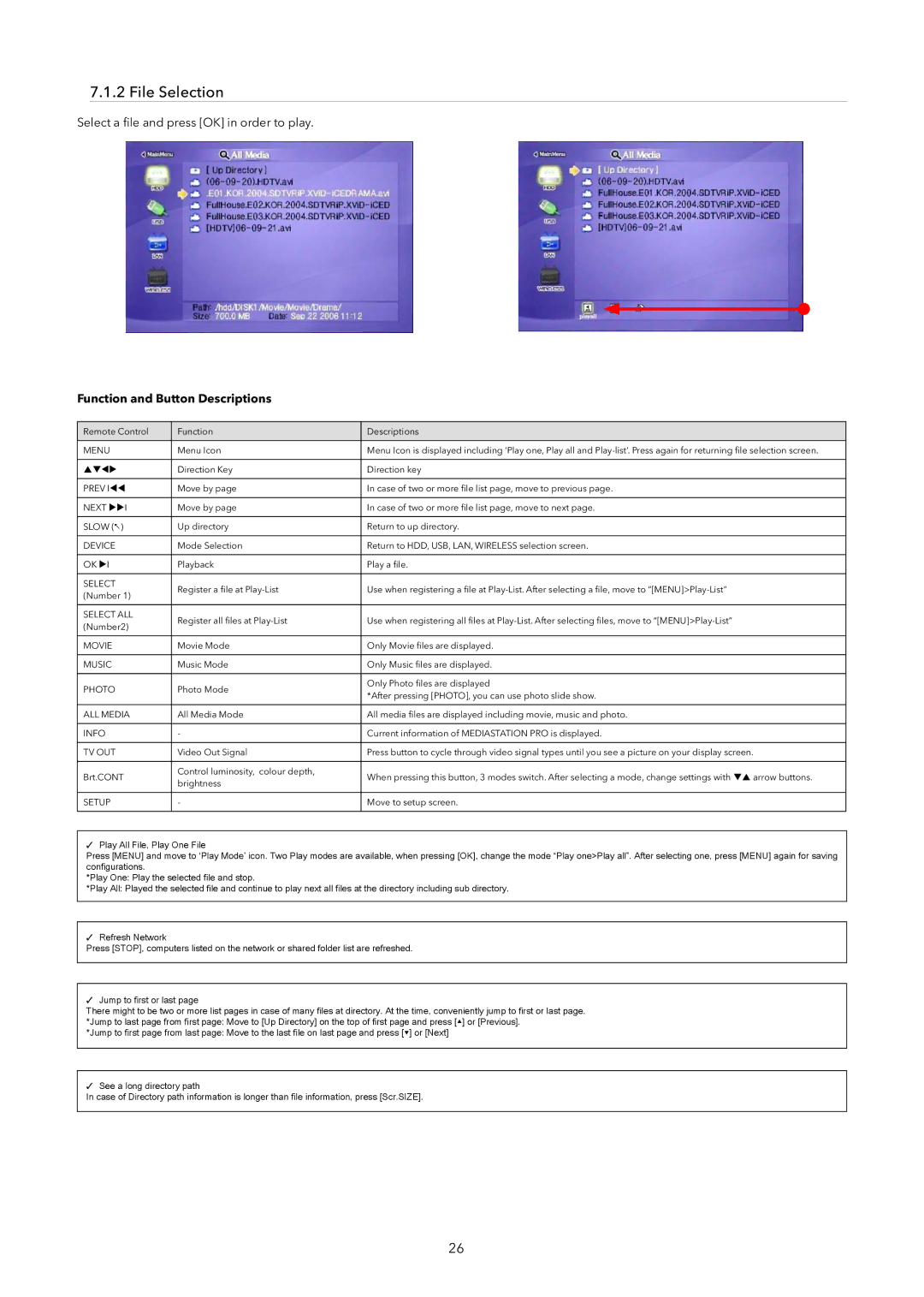 Verbatim Wireless Network Multimedia Hard Drive manual File Selection 