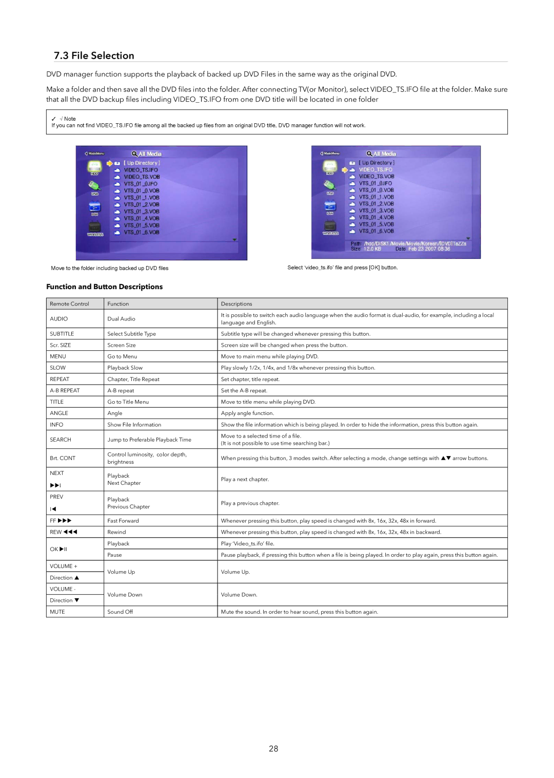 Verbatim Wireless Network Multimedia Hard Drive manual File Selection 