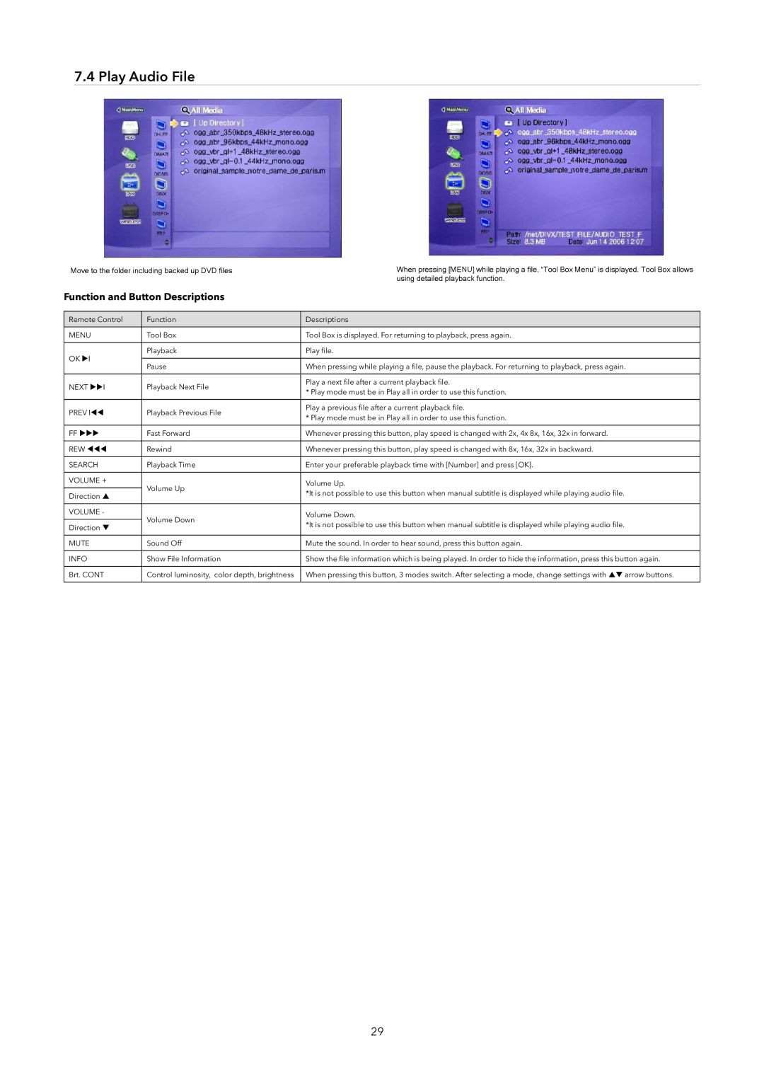 Verbatim Wireless Network Multimedia Hard Drive manual Play Audio File 