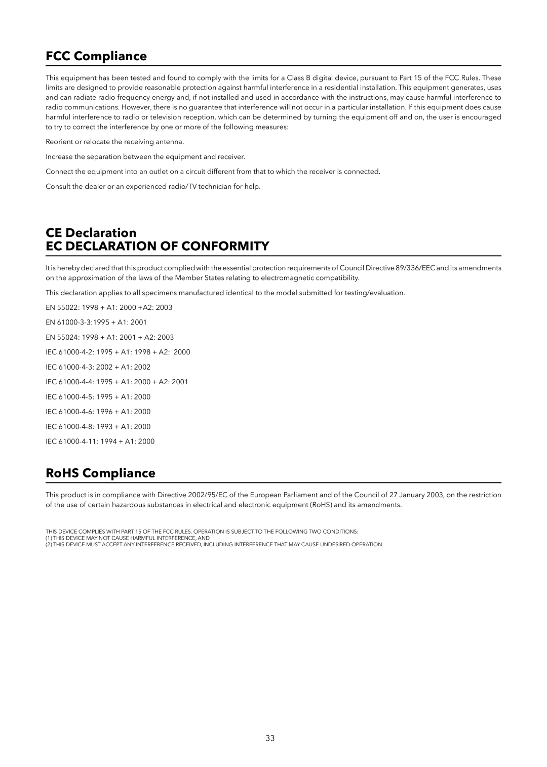 Verbatim Wireless Network Multimedia Hard Drive manual FCC Compliance, CE Declaration, RoHS Compliance 