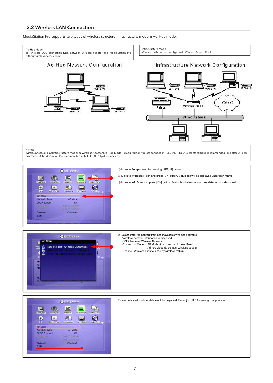 Verbatim Wireless Network Multimedia Hard Drive manual Wireless LAN Connection 