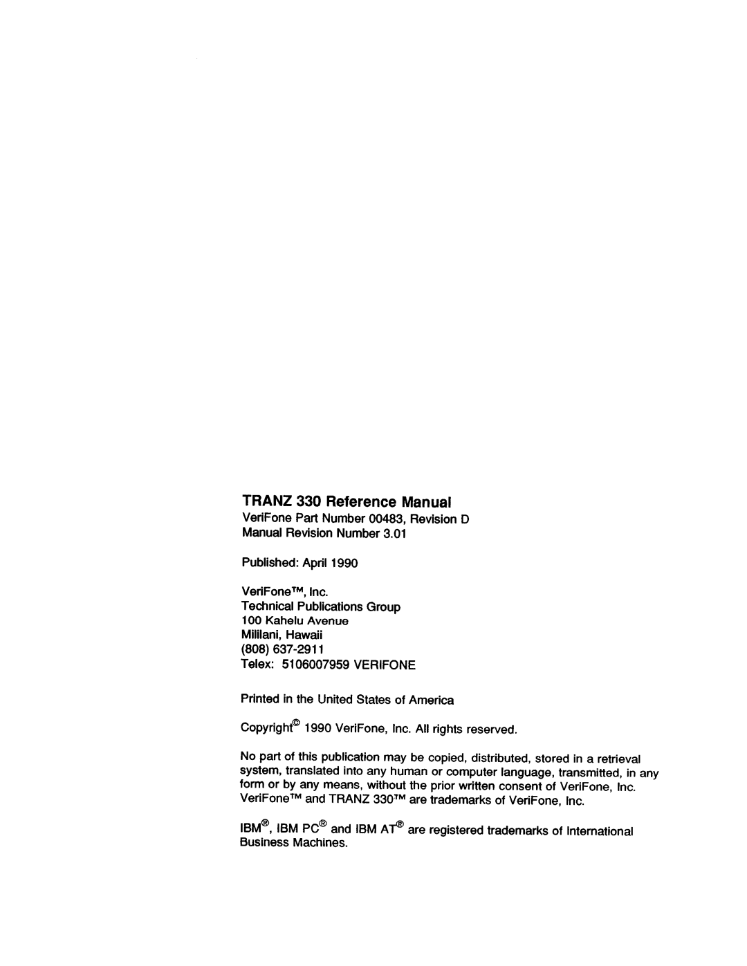 VeriFone 00483 - Revision D manual 