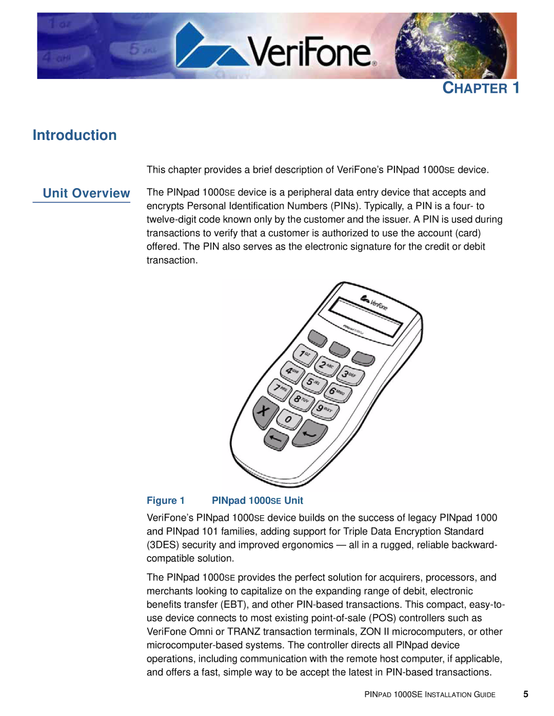 VeriFone 1000SE manual Introduction, Unit Overview 