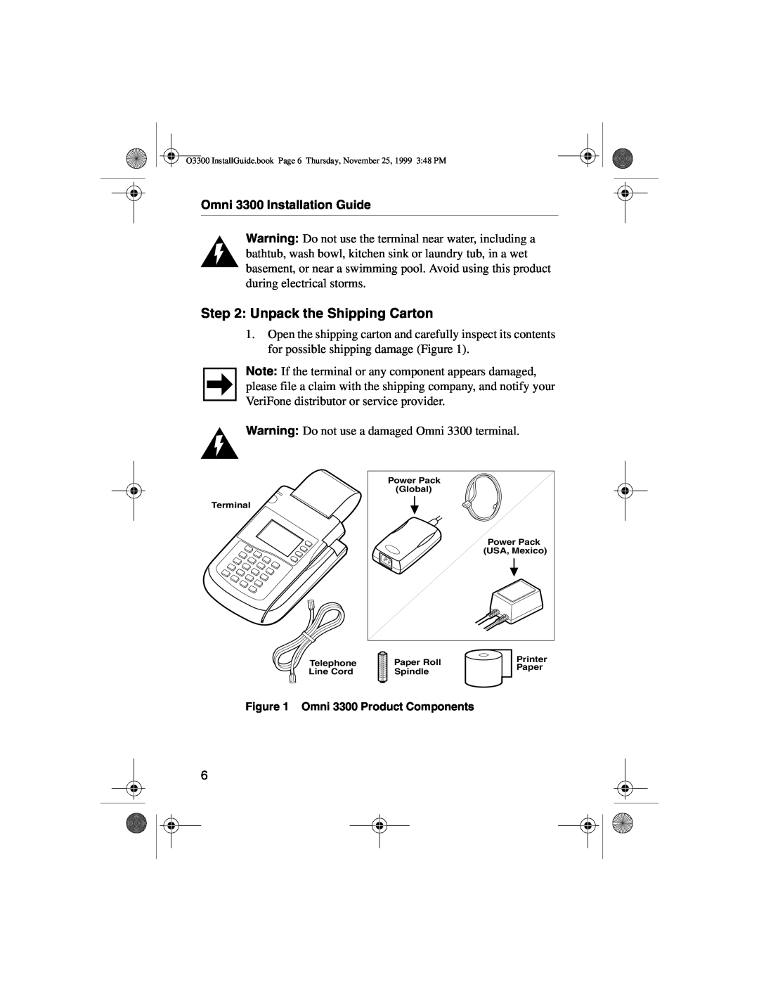 VeriFone manual Unpack the Shipping Carton, Omni 3300 Installation Guide 