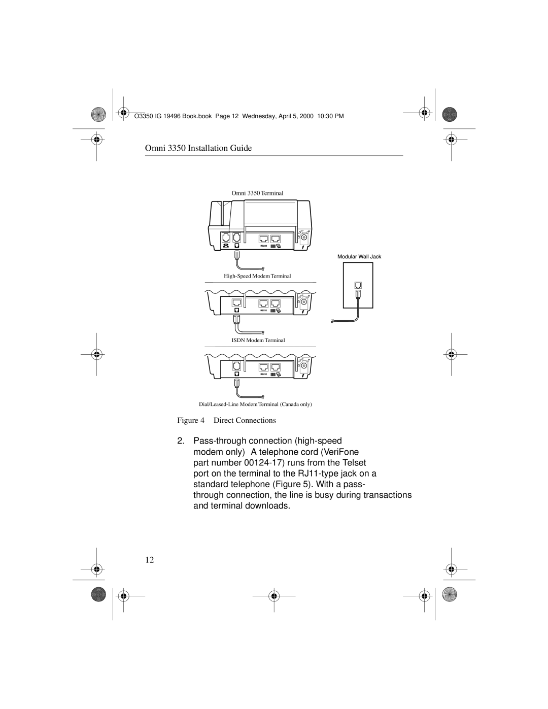 VeriFone 3350 manual Direct Connections 