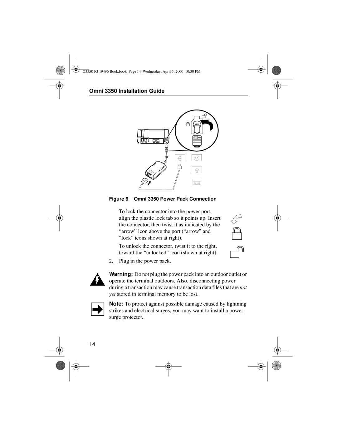 VeriFone manual Omni 3350 Power Pack Connection 