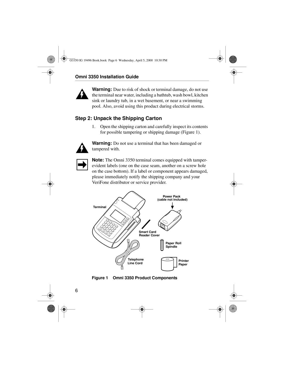 VeriFone manual Unpack the Shipping Carton, Omni 3350 Product Components 