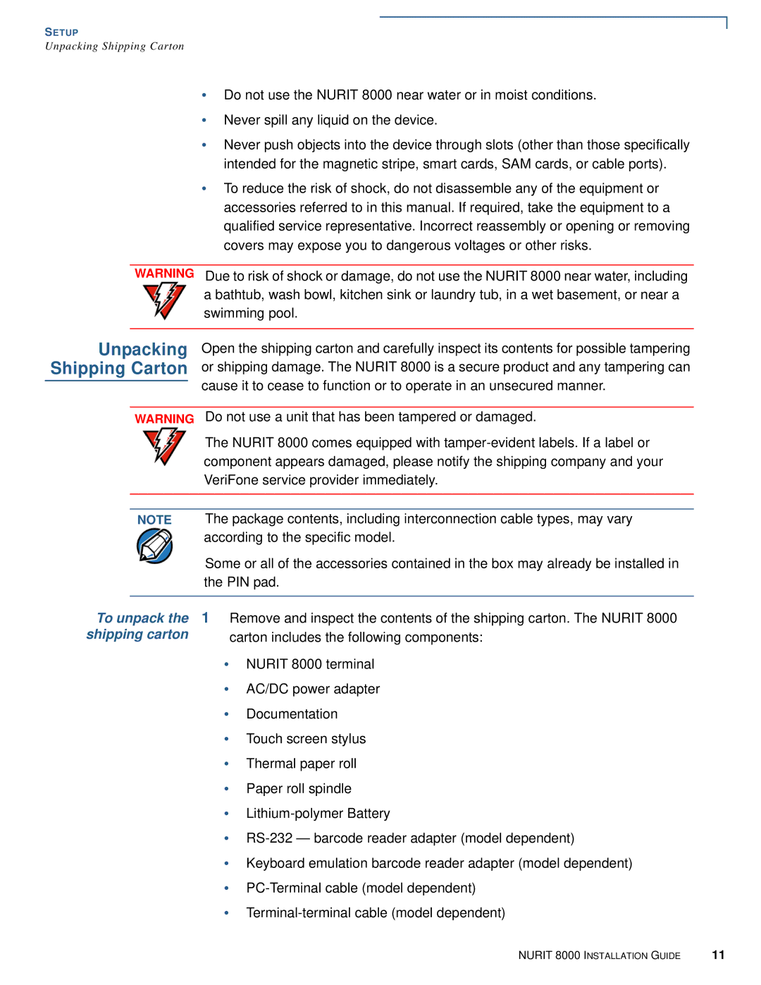 VeriFone 8000 manual Unpacking Shipping Carton, To unpack, Shipping carton 