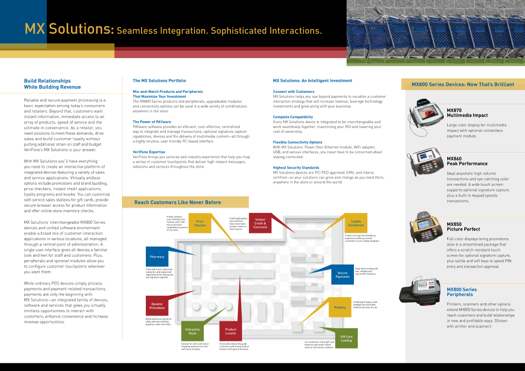 VeriFone MX850, MX870, MX860 manual Build Relationships While Building Revenue, MX800 Series Devices Now That’s Brilliant 